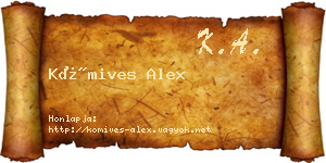 Kőmives Alex névjegykártya